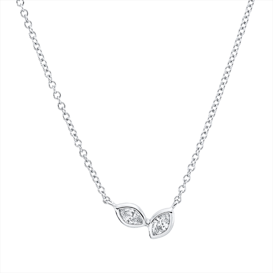 Collier 18 kt WG, mit ZÖ 38 cm + 40,6 cm