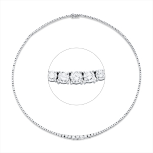 Tenniscollier 4er-Krappe 18kt Weißgold mit 5,57ct Diamanten