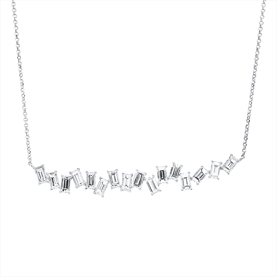 Collier 18 kt WG, mit ZÖ 40,5 cm + 38,0 cm