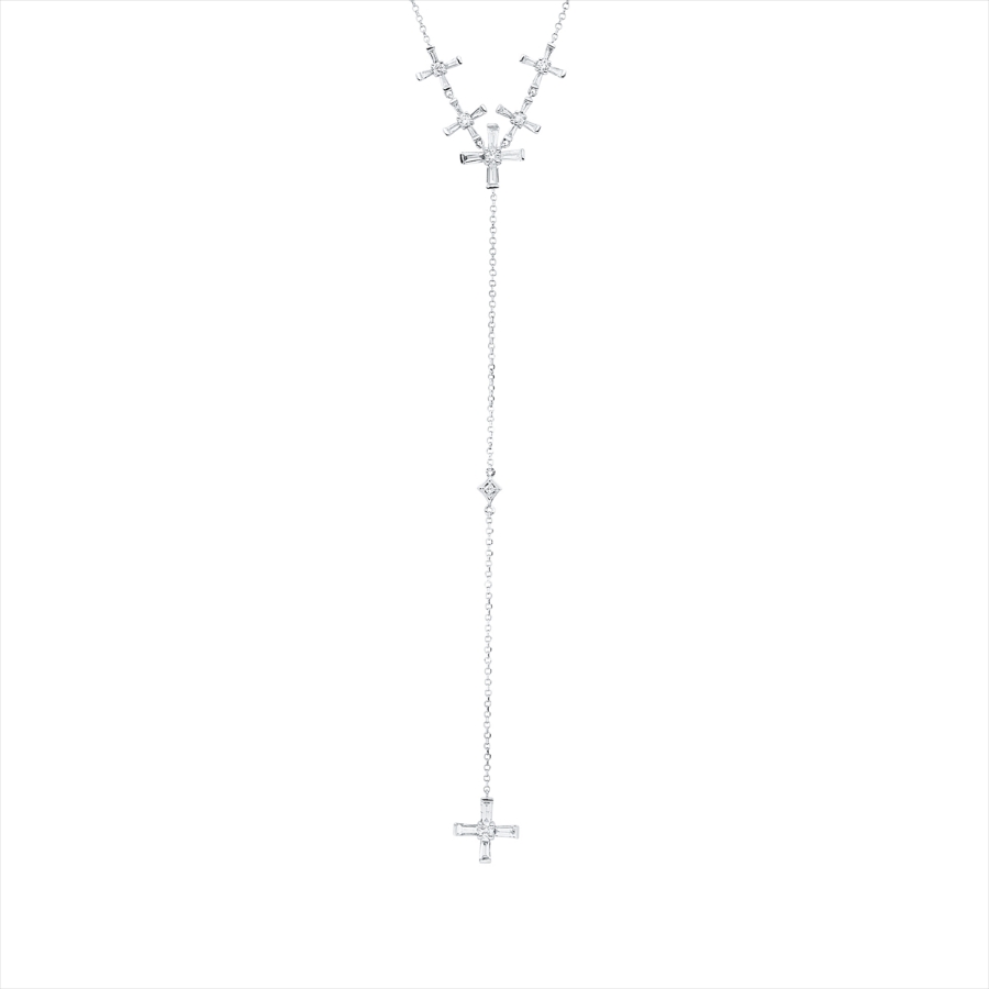 Collier 18 kt WG, mit ZÖ 48,3 cm +  45,7 cm