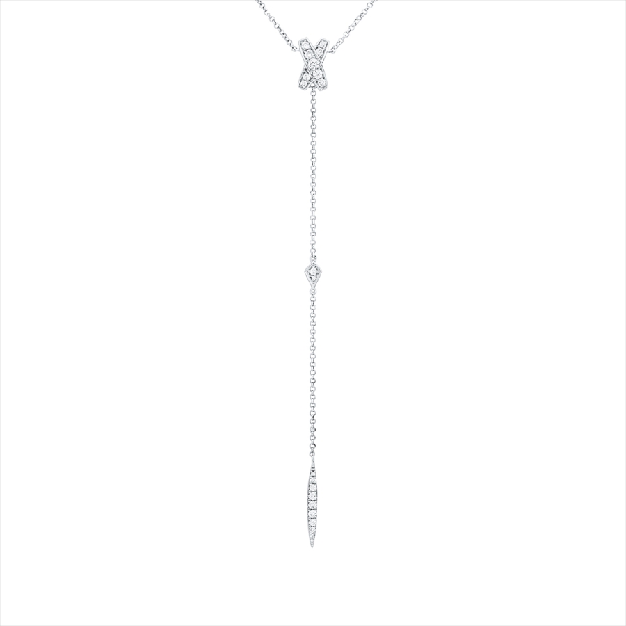 Collier 18 kt WG, mit ZÖ 48,3 cm + 45,7 cm