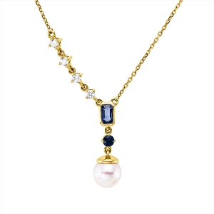 Collier  18kt Gelbgold mit ZÖ 40 cm mit Farbstein