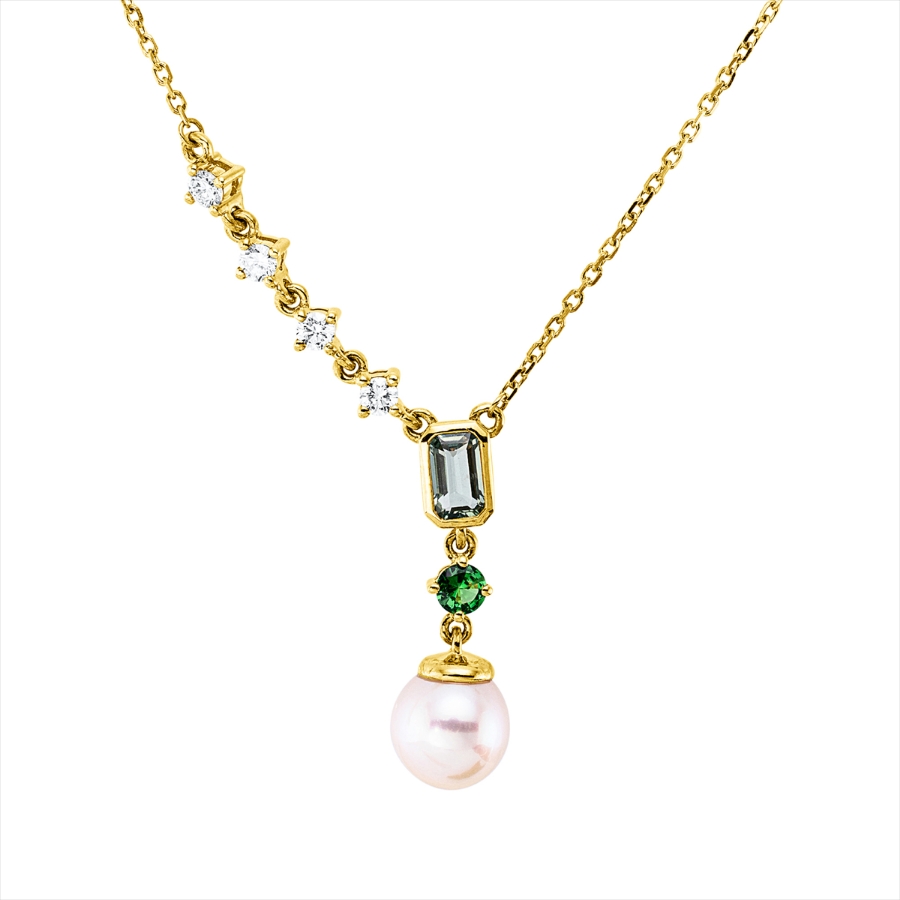 Collier  18kt Gelbgold mit ZÖ 40 cm mit Farbstein