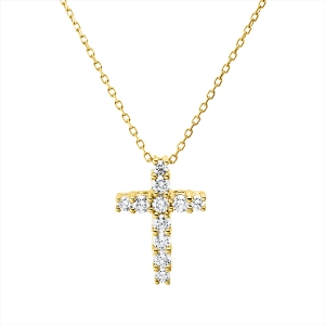 Collier 18 kt GG Kreuz, mit ZÖ 40 cm