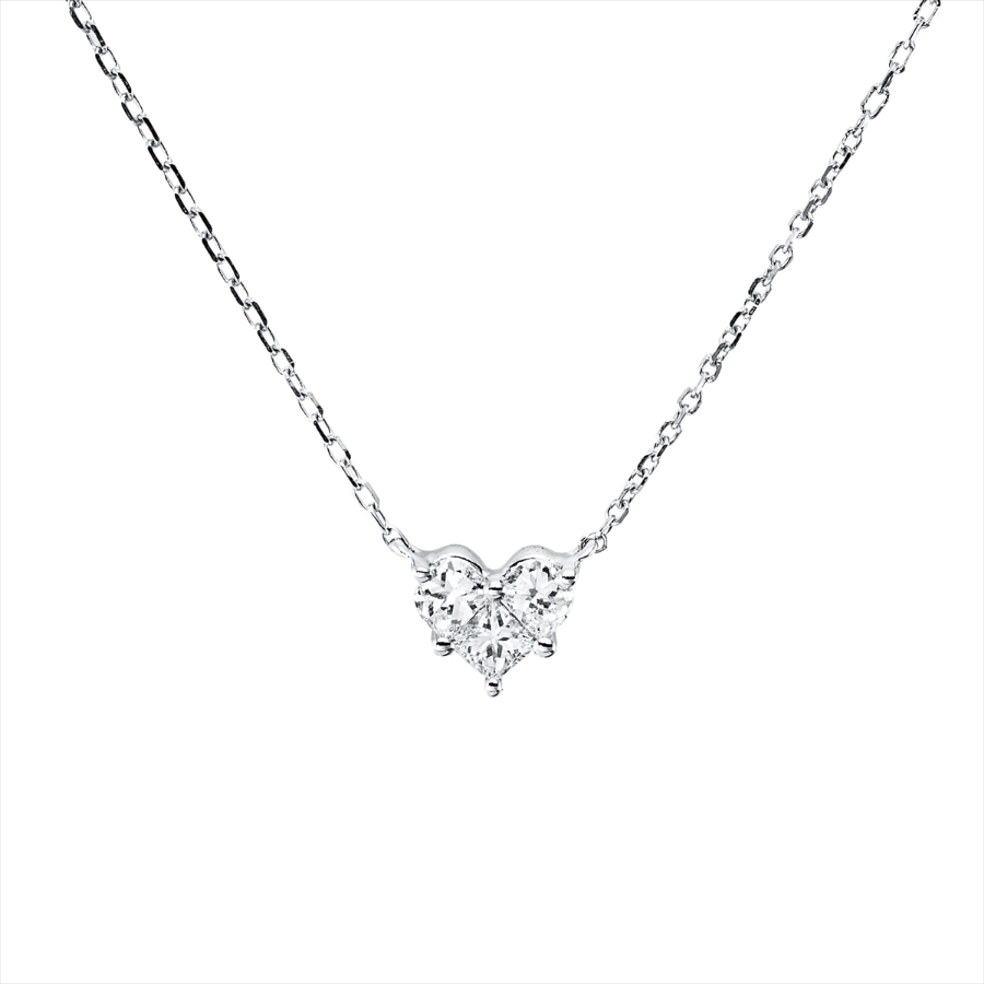 Collier 18 kt WG Herz, mit ZÖ 38 cm