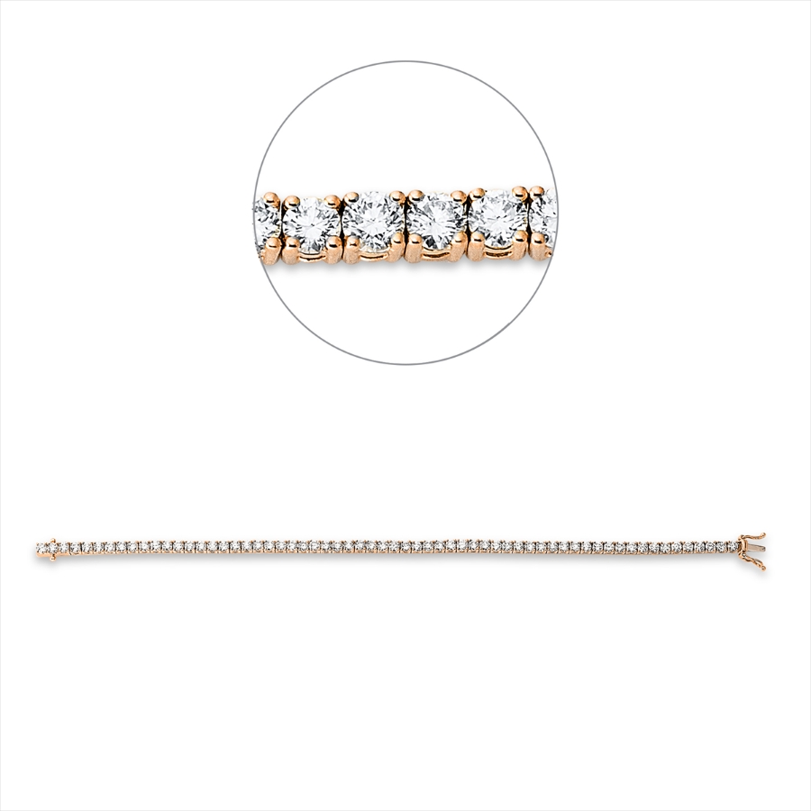 Tennisarmband 4er-Krappe 18kt Rotgold / Weißgold mit 5,31ct Diamanten
