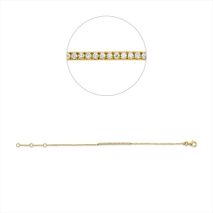 Tennisarmband  18kt Gelbgold mit ZÖ mit ZÖ 14 cm,5,24 cm mit 0,16ct Diamanten