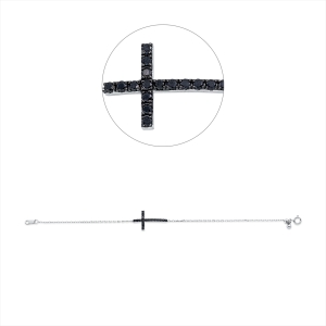 Armband 18 kt WG Kreuz, Fassung schwarz rhodiniert