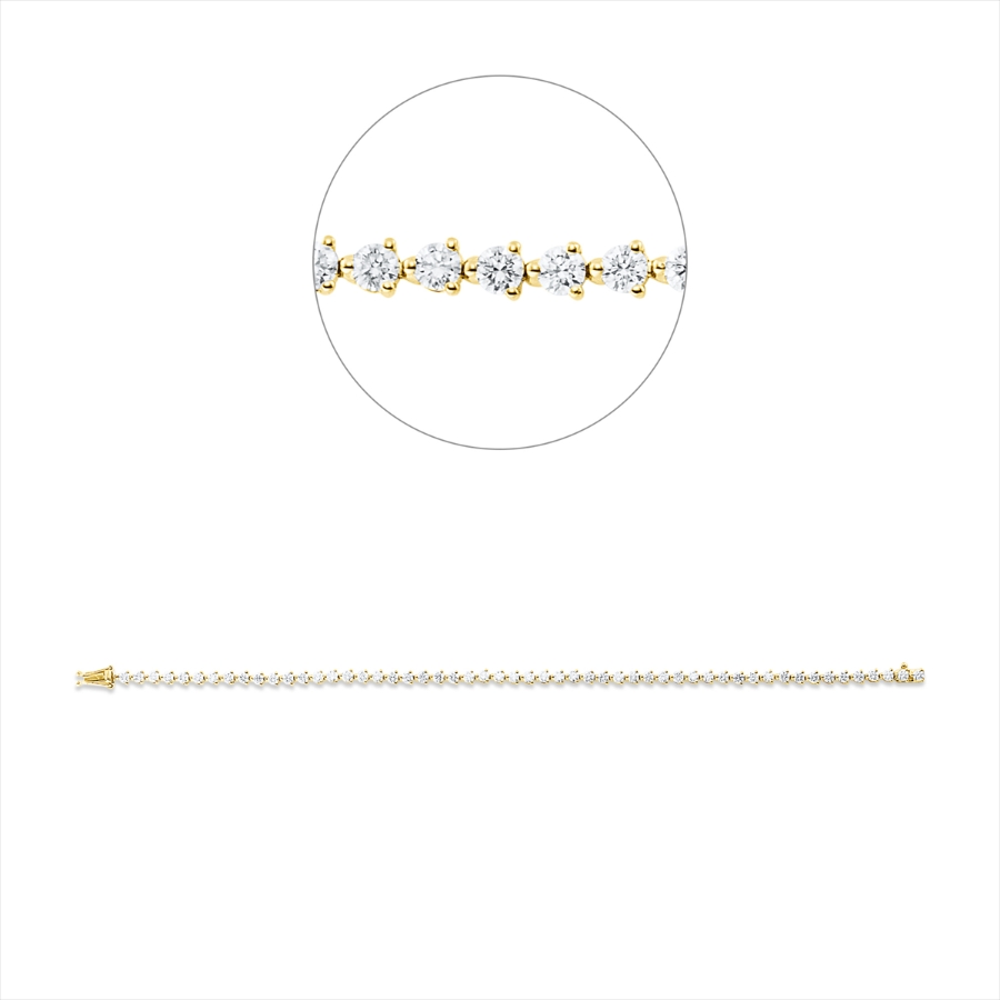 Tennisarmband 3er-Krappe 18kt Gelbgold mit 3,08ct Diamanten
