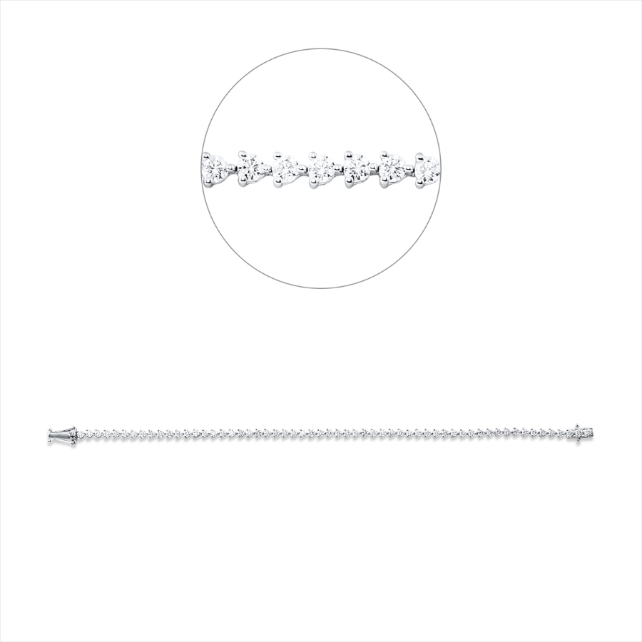 Tennisarmband 3er-Krappe 18kt Weißgold mit 2,19ct Diamanten