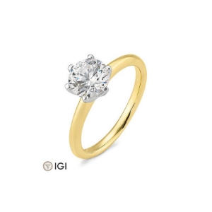 Bild von Verlobungsring Solitär 6 er Krappe 1.50 ct. 585/- Gold zweifarbig (gelb/weiß)
