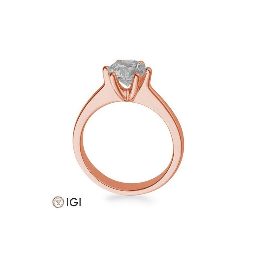 Bild von Verlobungsring Solitär 6 er Krappe 1.50 ct. 750/- Rotgold