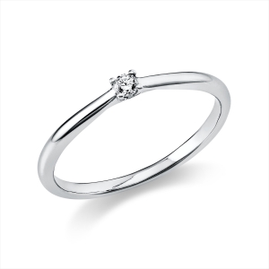 Solitaire Ring 4er-Krappe 18kt Weißgold mit 0,05ct Diamanten