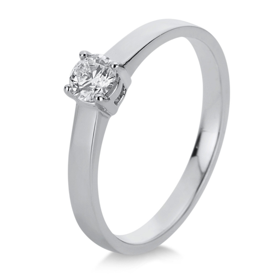Solitaire Ring 4er-Krappe 18kt Weißgold mit 0,25ct Diamanten
