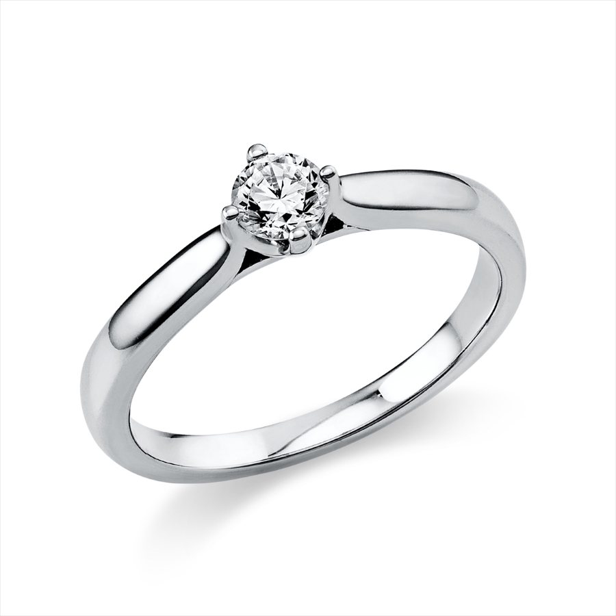 Solitaire Ring 4er-Krappe 14kt Weißgold mit 0,25ct Diamanten