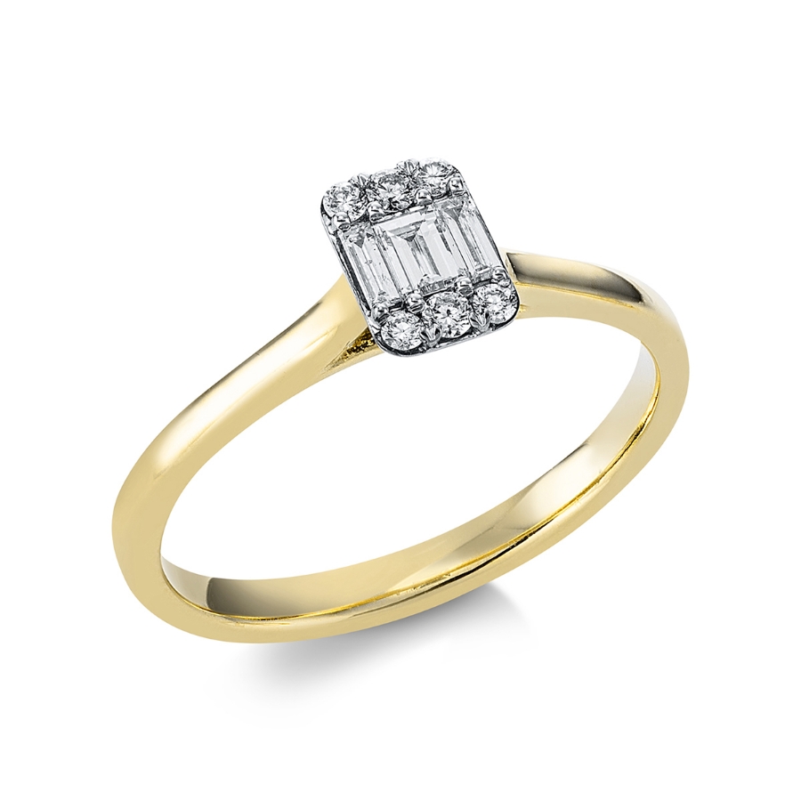 Ring 18 kt GG, Fassung rhodiniert