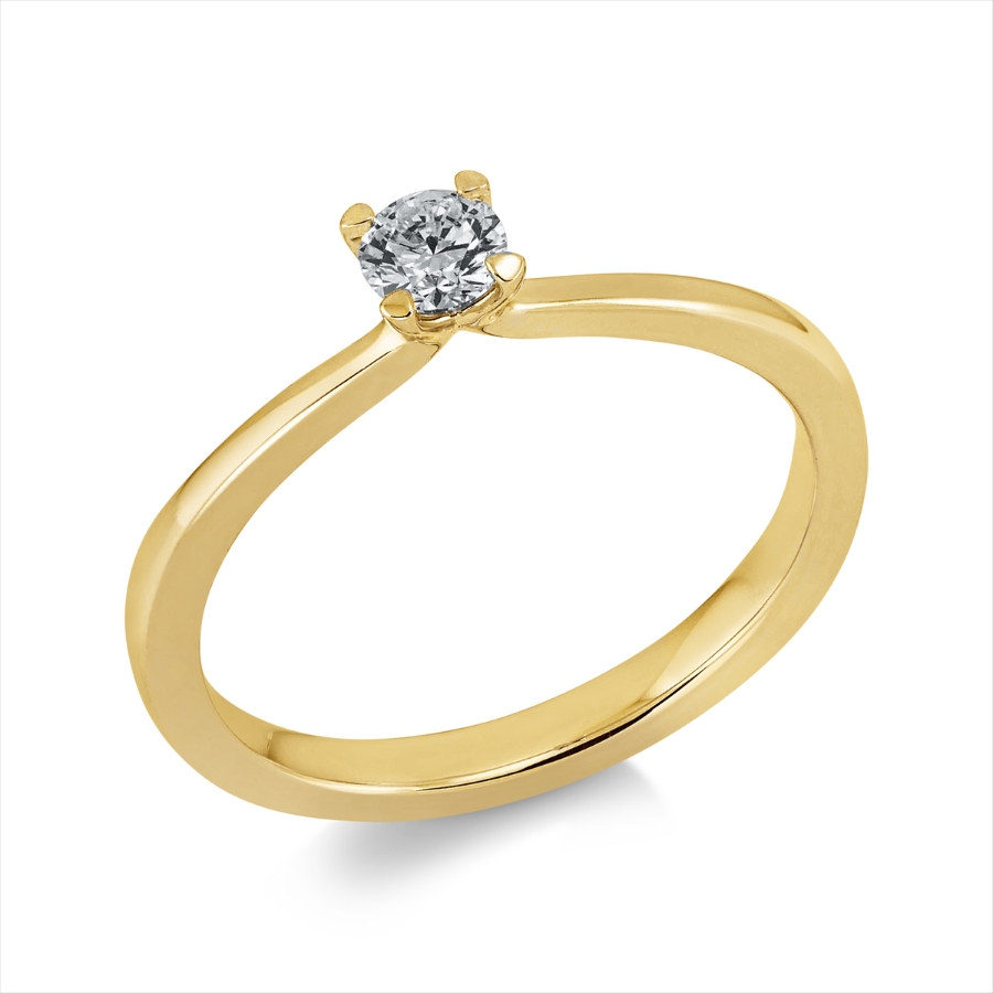 Solitaire Ring 4er-Krappe 18kt Gelbgold GIA6525017980 mit 0,22ct Diamanten