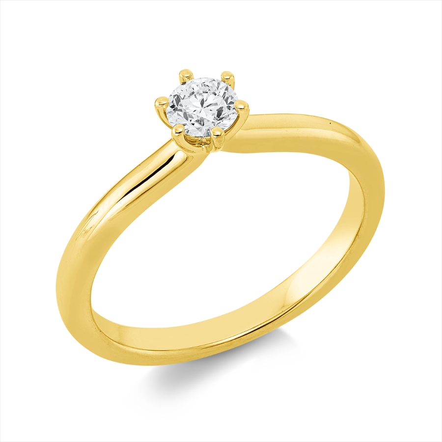 Solitaire Ring 6er-Krappe 18kt Gelbgold GIA3505542000 mit 0,24ct Diamanten
