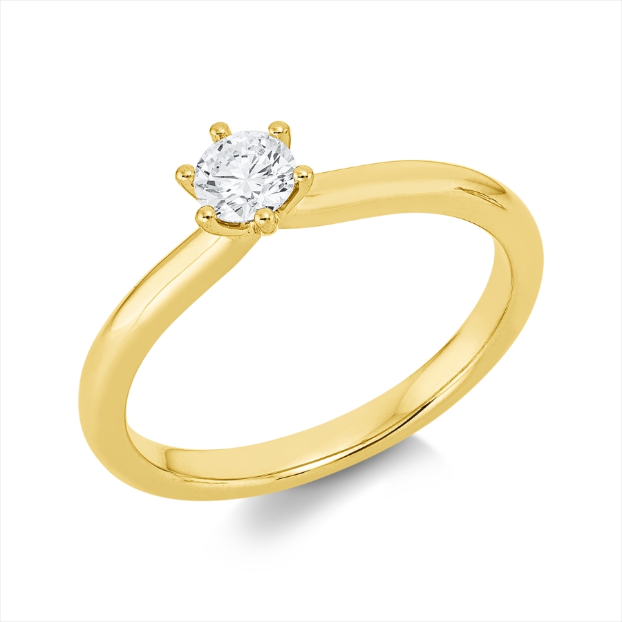 Solitaire Ring 6er-Krappe 18kt Gelbgold GIA2537029172 mit 0,30ct Diamanten