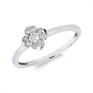 Ring 18 kt GG, Fassung rhodiniert
