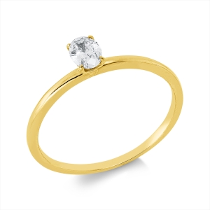Solitaire Ring 4er-Krappe 18kt Gelbgold mit 0,32ct Diamanten