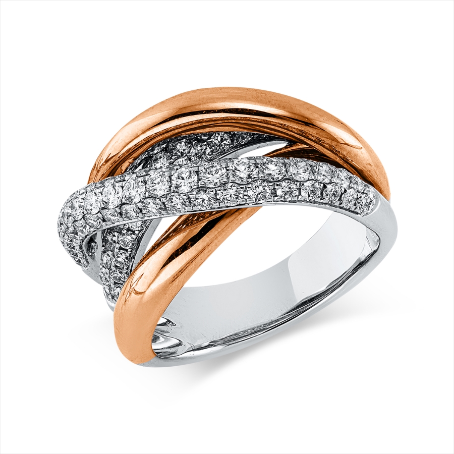 Pavé Ring 3er-Krappe 18kt Weißgold / Rotgold mit 1,62ct Diamanten