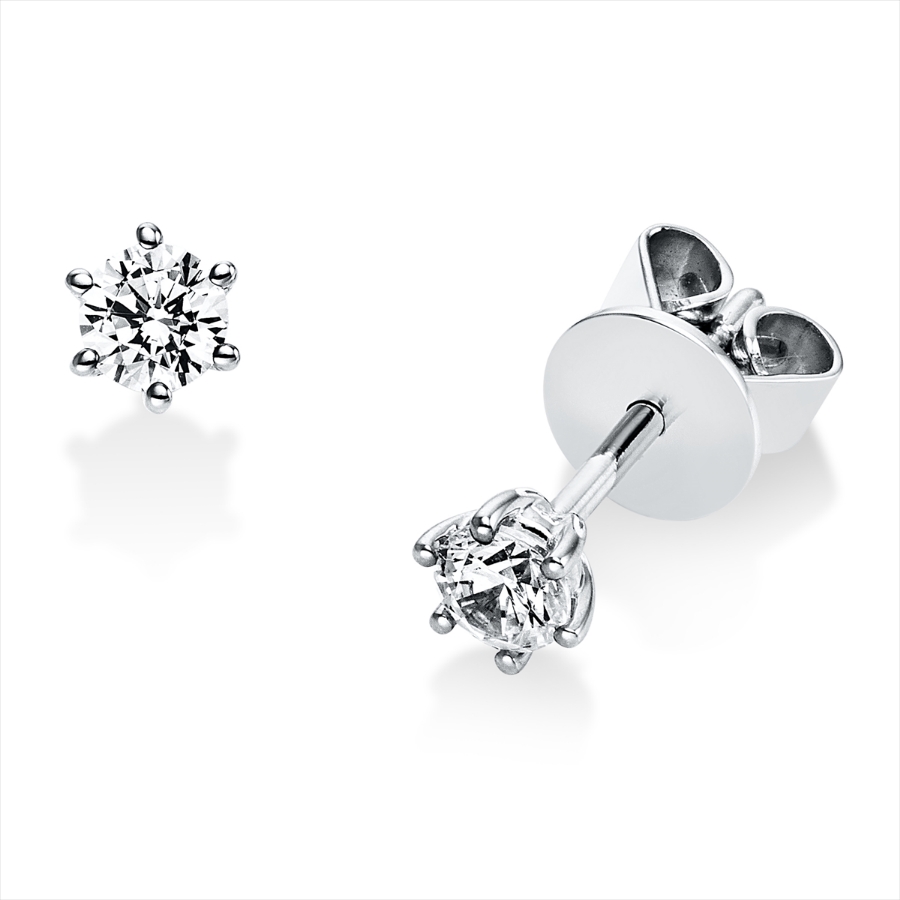 Solitaire Ohrstecker 6er-Krappe 18kt Weißgold mit 0,30ct Diamanten