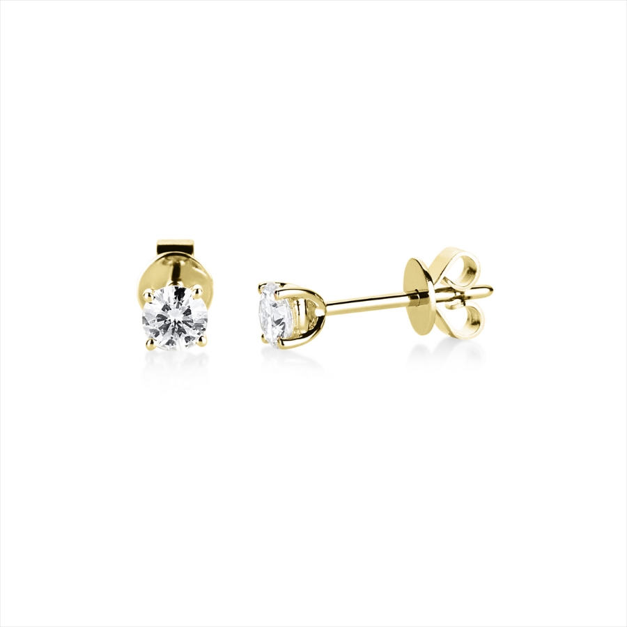 Solitaire Ohrstecker 4er-Krappe 18kt Gelbgold GIA2557773979 + GIA5553738977 mit 0,41ct Diamanten