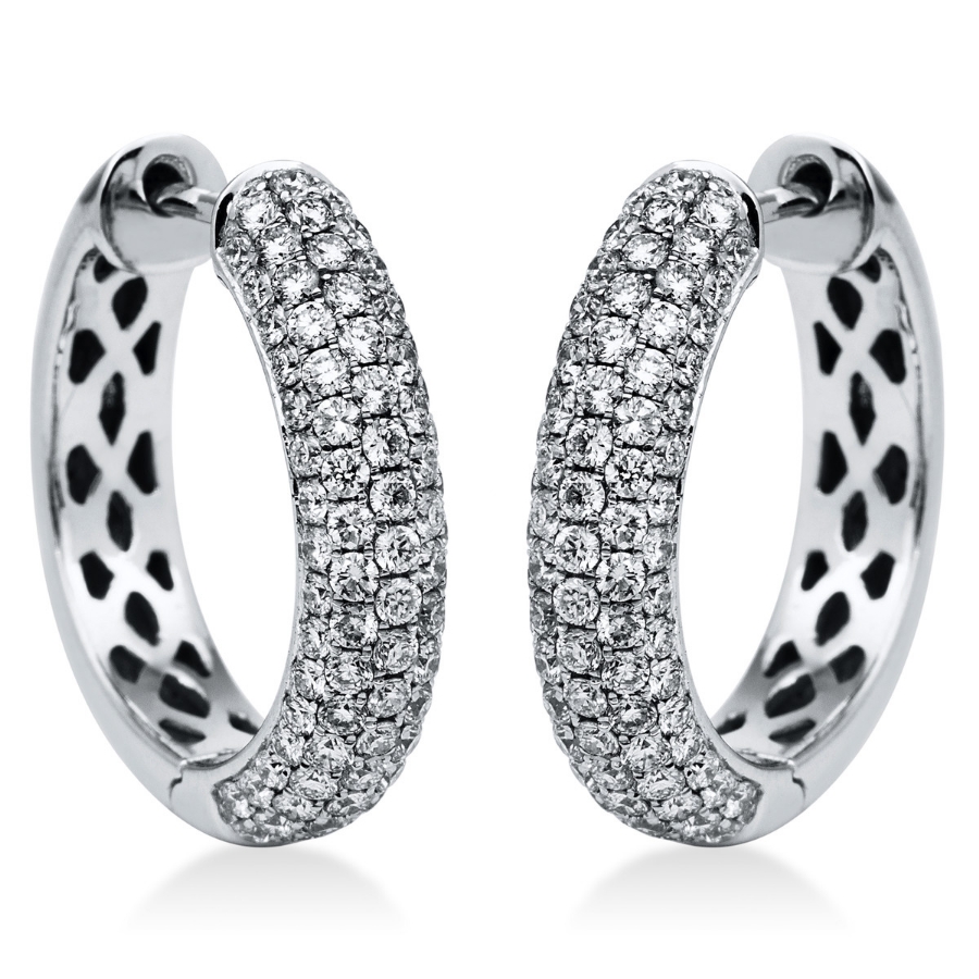 Pavé Creolen  18kt Weißgold mit 1,23ct Diamanten