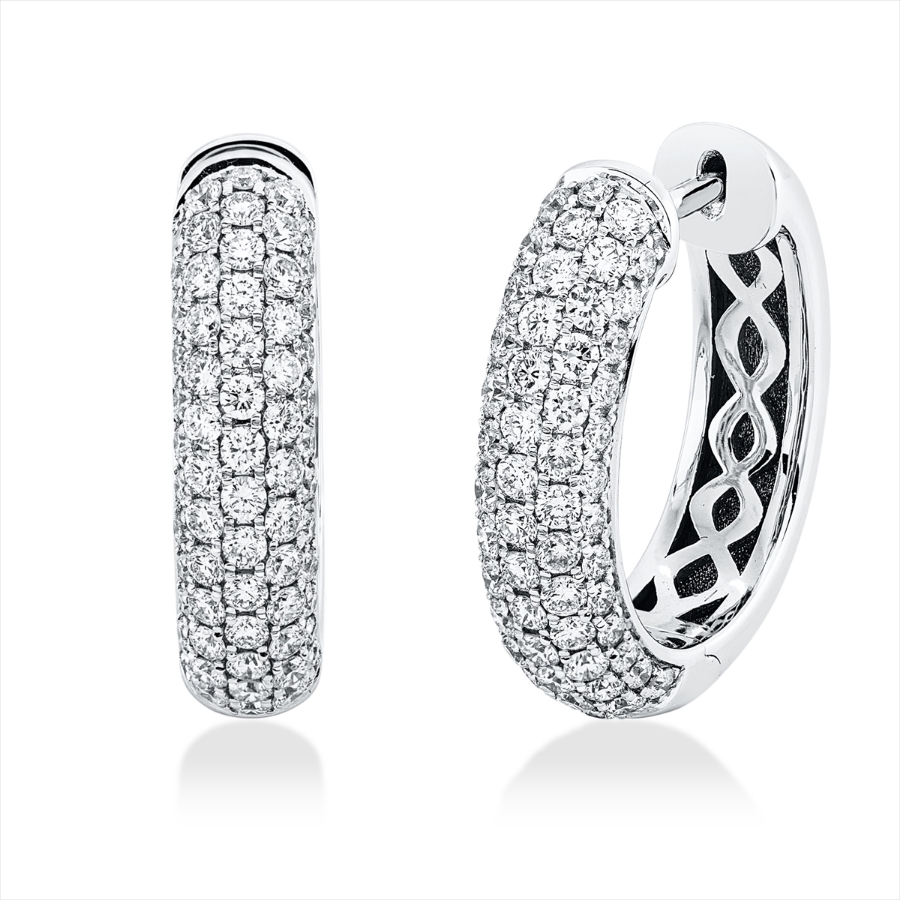 Pavé Creolen  18kt Weißgold mit 1,47ct Diamanten