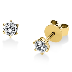 Solitaire Ohrstecker 6er-Krappe 18kt Gelbgold GIA7558740130 + GIA6552697221 mit 0,43ct Diamanten