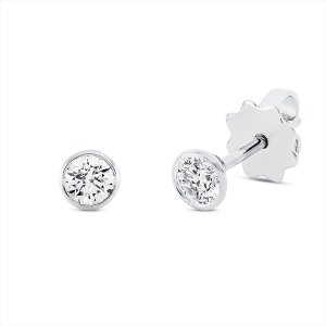 Solitaire Ohrstecker Zarge 18kt Weißgold mit 0,40ct Diamanten