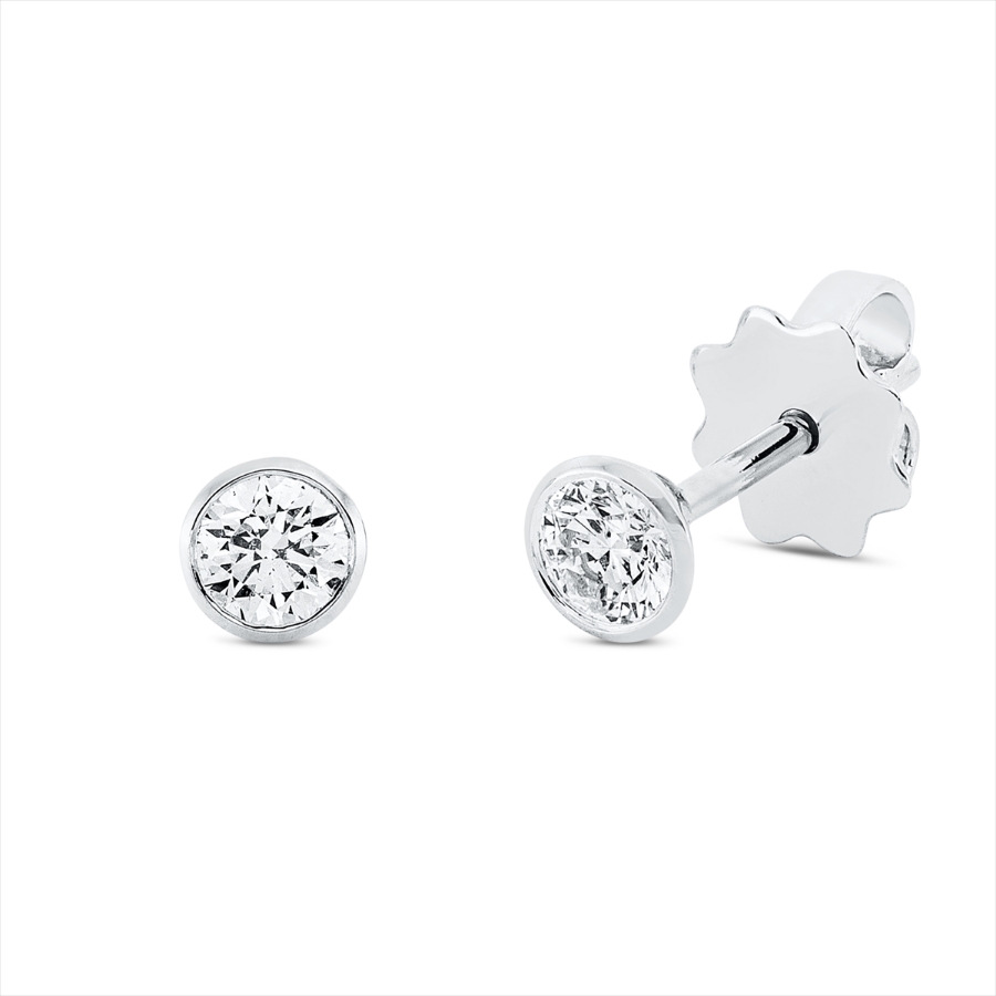 Solitaire Ohrstecker Zarge 18kt Weißgold mit 0,40ct Diamanten