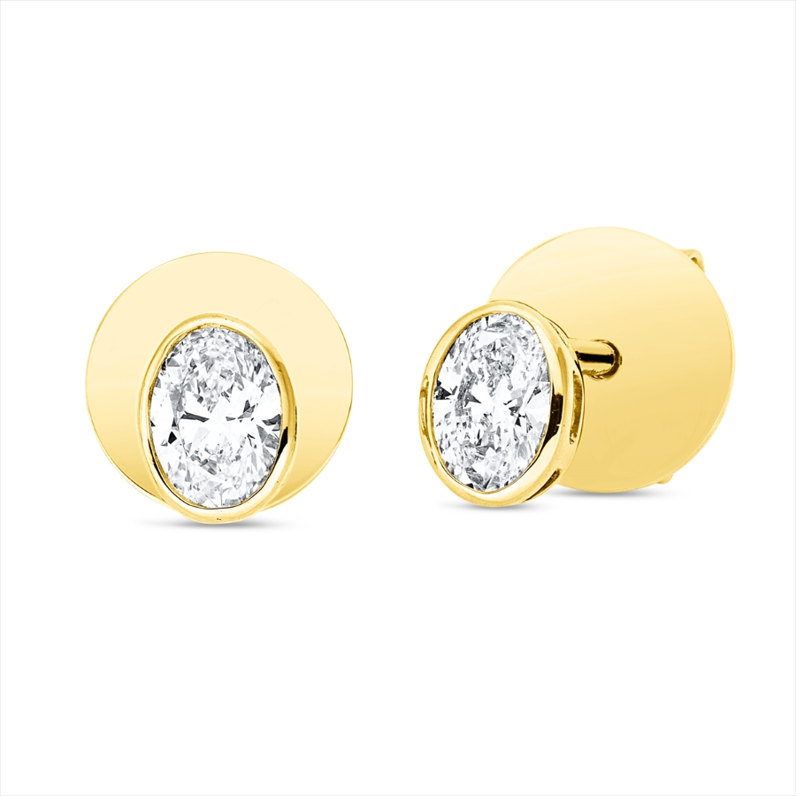 Solitaire Ohrstecker Zarge 18kt Gelbgold mit 0,41ct Diamanten