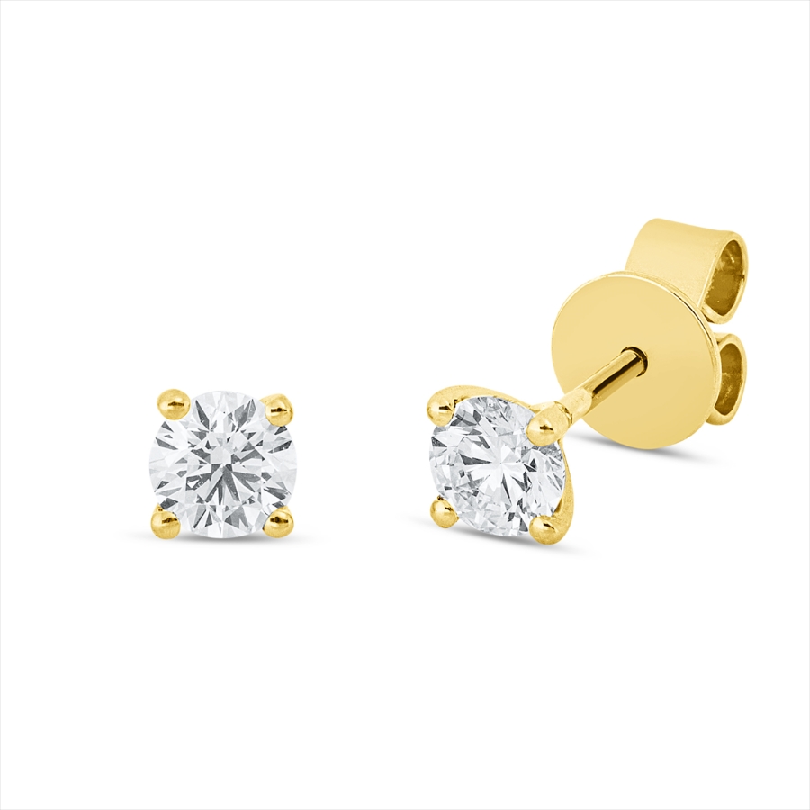 Solitaire Ohrstecker 4er-Krappe 18kt Gelbgold GIA2526580487 + GIA1523999102 mit 0,60ct Diamanten