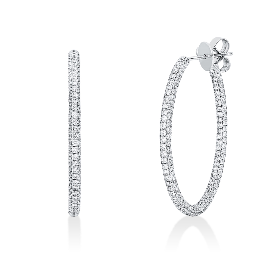 Pavé Creolen  18kt Weißgold mit 5,55ct Diamanten