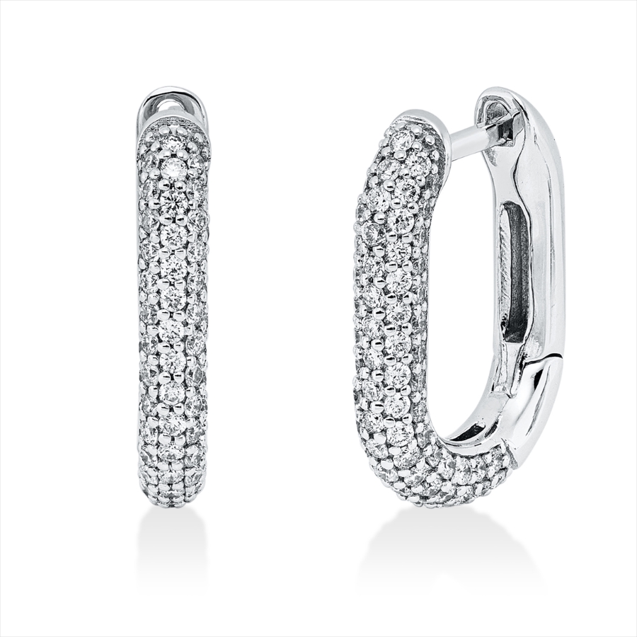 Pavé Creolen  18kt Weißgold mit 1,28ct Diamanten