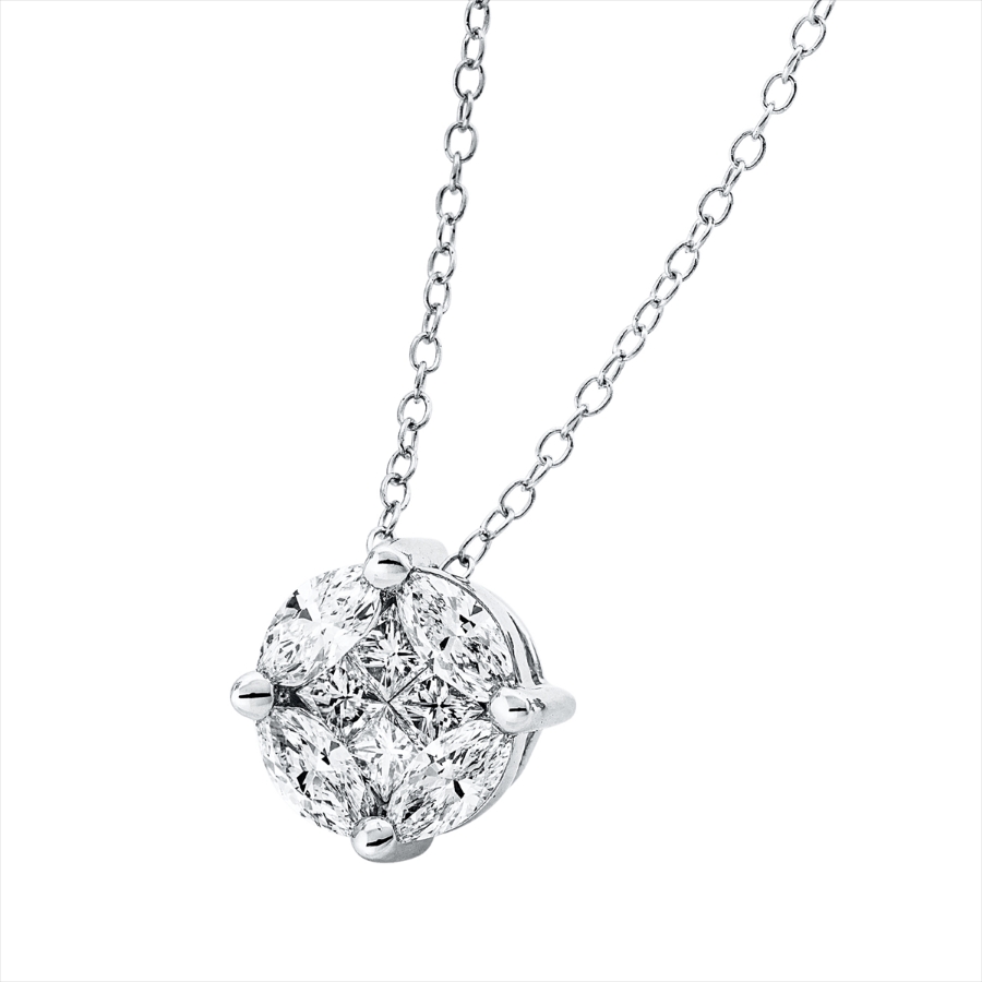 Collier 18 kt WG, mit ZÖ 40,5 cm + 38,0 cm