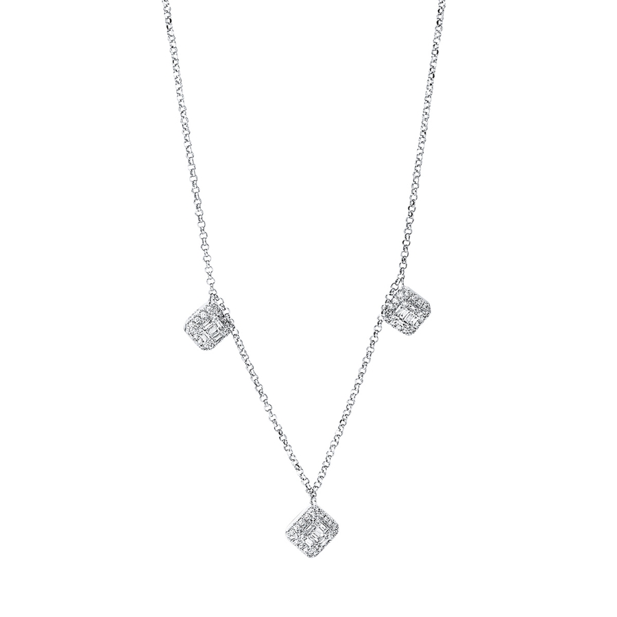 Collier 18 kt WG, mit ZÖ 38 cm + 40 cm