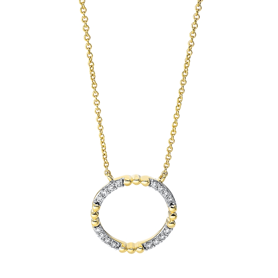 Collier 18 kt GG Kreis, Fassung rhodiniert, loop 40 cm