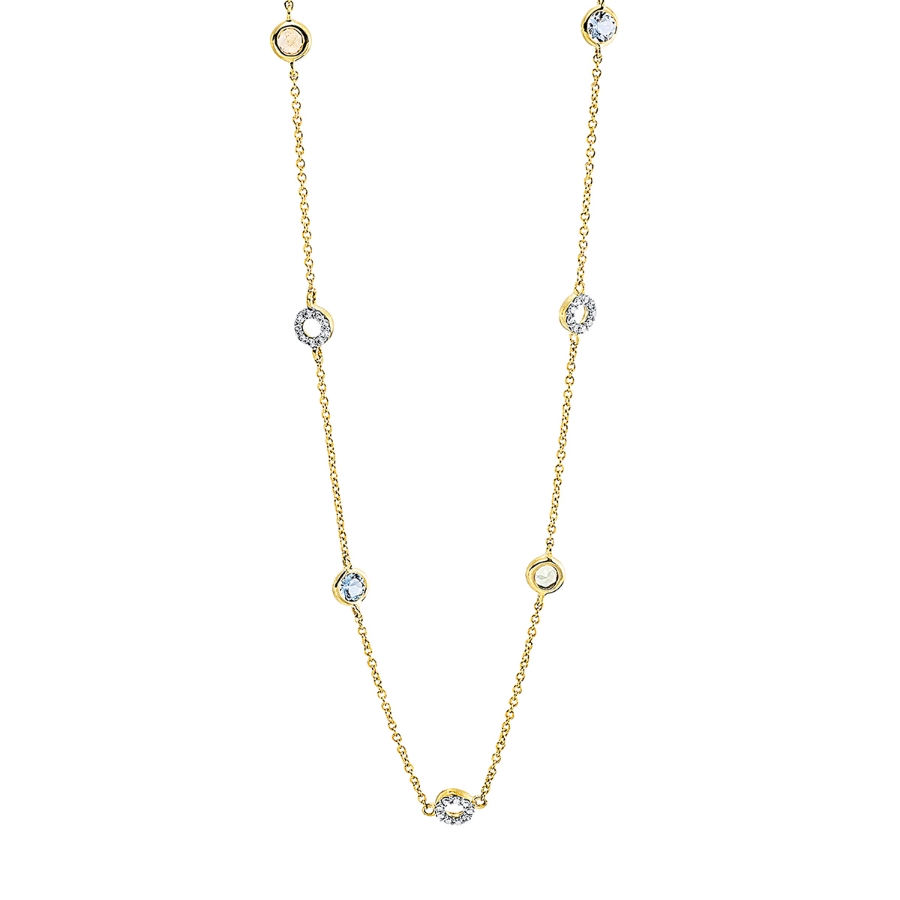 Collier 18 kt GG, Fassung rhodiniert