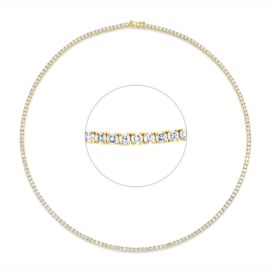 Tennisarmband 4er-Krappe 18kt Gelbgold / Weißgold mit 9,22ct Diamanten