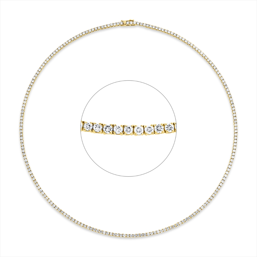 Tennisarmband 4er-Krappe 18kt Gelbgold / Weißgold mit 6,95ct Diamanten