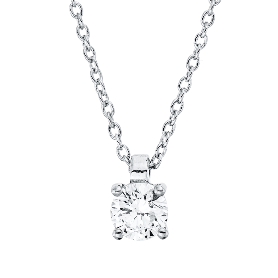 Solitaire Collier 4er-Krappe 18kt Weißgold mit ZÖ 42 cm mit 0,25ct Diamanten