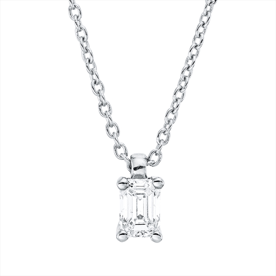 Solitaire Collier 4er-Krappe 18kt Weißgold mit ZÖ 42 cm mit 0,20ct Diamanten