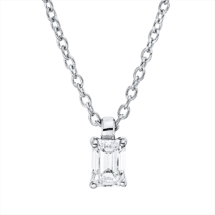 Solitaire Collier 4er-Krappe 18kt Weißgold mit ZÖ 42 cm mit 0,16ct Diamanten