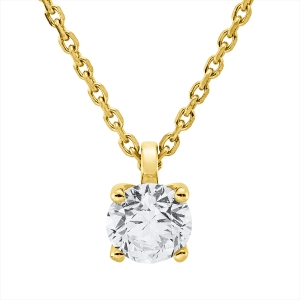 Solitaire Collier 4er-Krappe 18kt Gelbgold GIA2516948904, mit ZÖ 42 cm mit 1,00ct Diamanten