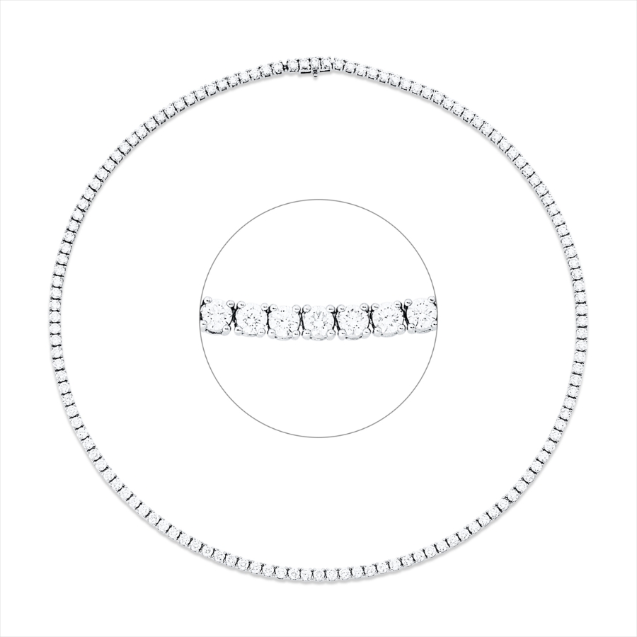 Tenniscollier 4er-Krappe 18kt Weißgold mit 10,80ct Diamanten