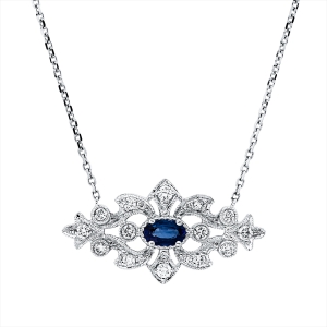 Collier 18 kt WG, mit ZÖ 40,6 cm + 43,2 cm