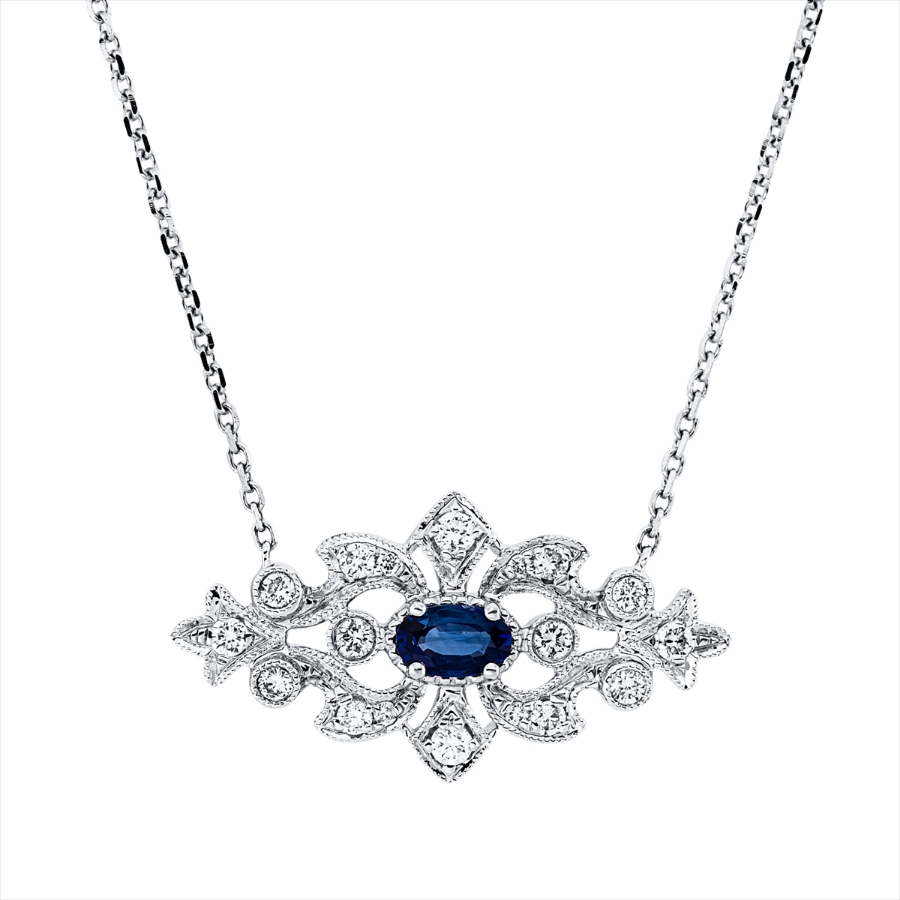 Collier 18 kt WG, mit ZÖ 40,6 cm + 43,2 cm